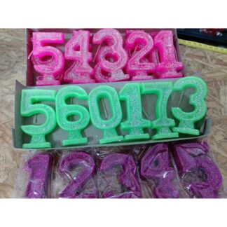 VELA NUMEROTE VERDE FLUOR CON BRILLO