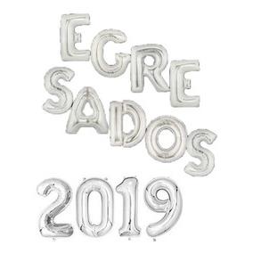 GLOBO FRASE EGRESADOS METALIZADO PLATA