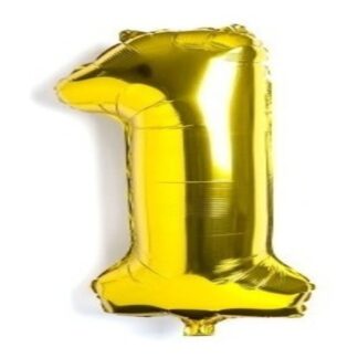 GLOBO NUMERO 1 METALIZADO ORO 40cm