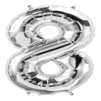 GLOBO NUMERO 8 METALIZADO PLATA 40CM
