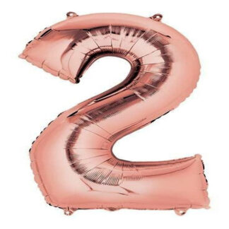 GLOBO NUMERO 2 METALIZADO ROSA 45cm