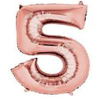GLOBO NUMERO 5 METALIZADO ROSA 40cm
