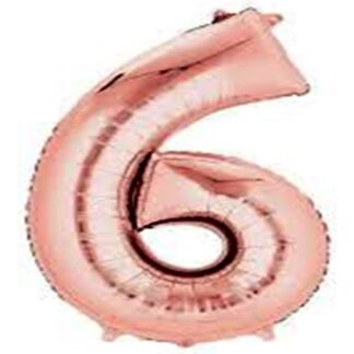 GLOBO NUMERO 6 METALIZADO ROSA 40cm