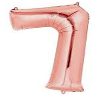 GLOBO NUMERO 7 METALIZADO ROSA 45cm