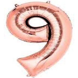 GLOBO NUMERO 9 METALIZADO ROSA 40cm