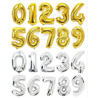 GLOBO NUMERO 5 METALIZADO PLATA 18cm